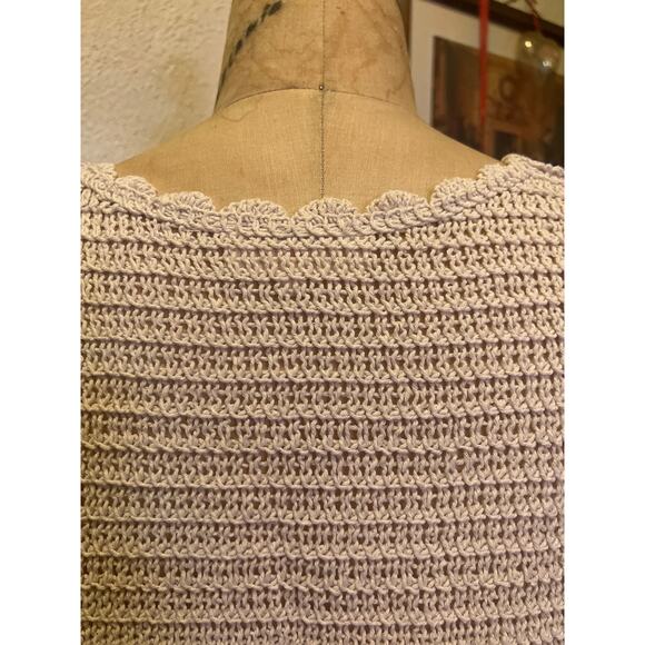 Solitaire Boho Festival Crème Crochet Short Sleeve Pullover Top Size XL - Picture 7 of 10